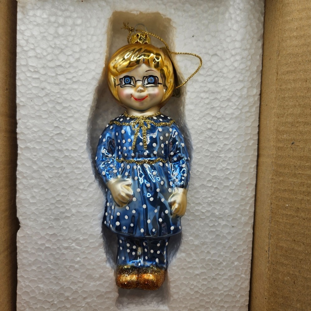 VTG Ashton-Drake Mrs. Beasley Glass Christmas Ornament 2001 Heirloom w/ Box COA